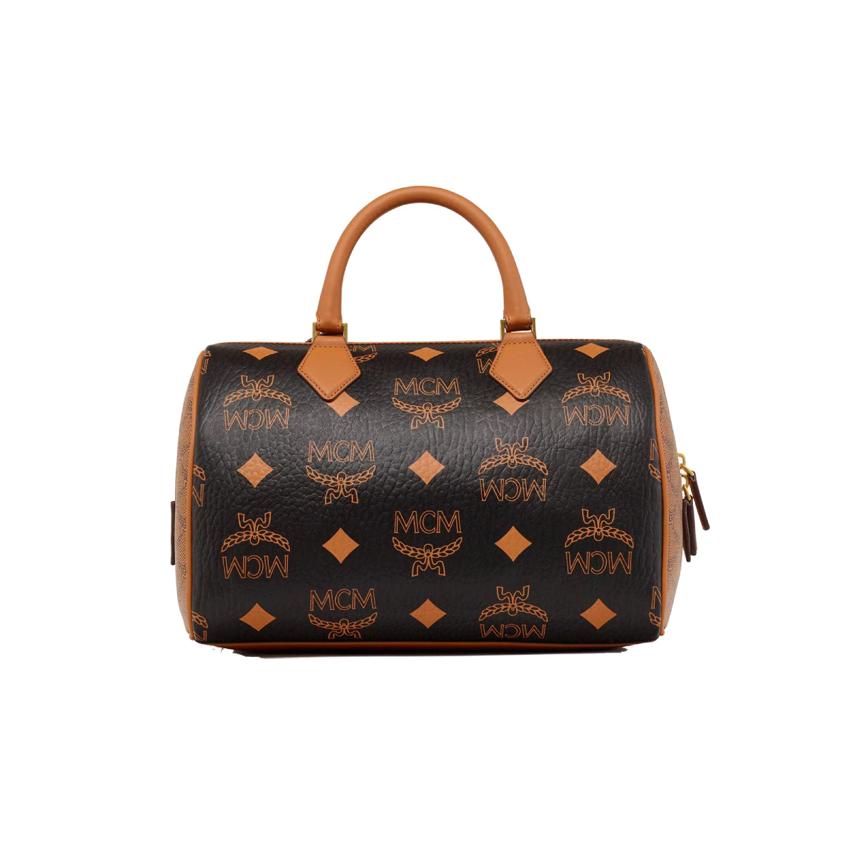 MCM Monogram Mix Medium Ella Boston Bag - Black
