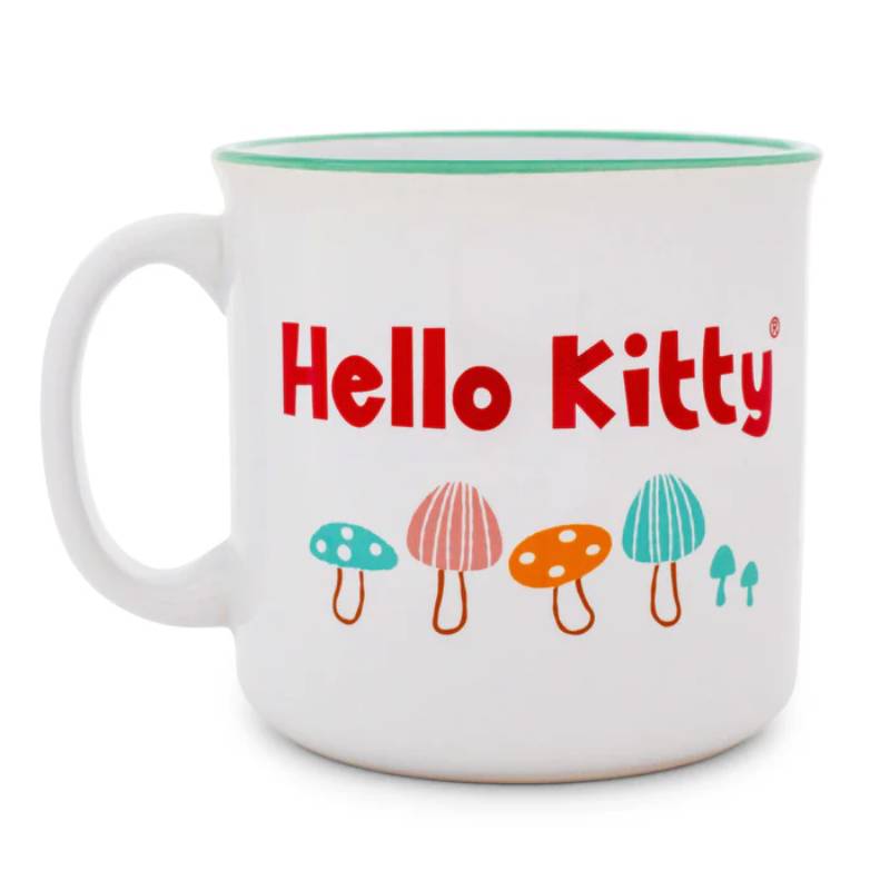 Sanrio Hello Kitty Watering Mushrooms 20 oz Ceramic Camper Mug - Multicolor