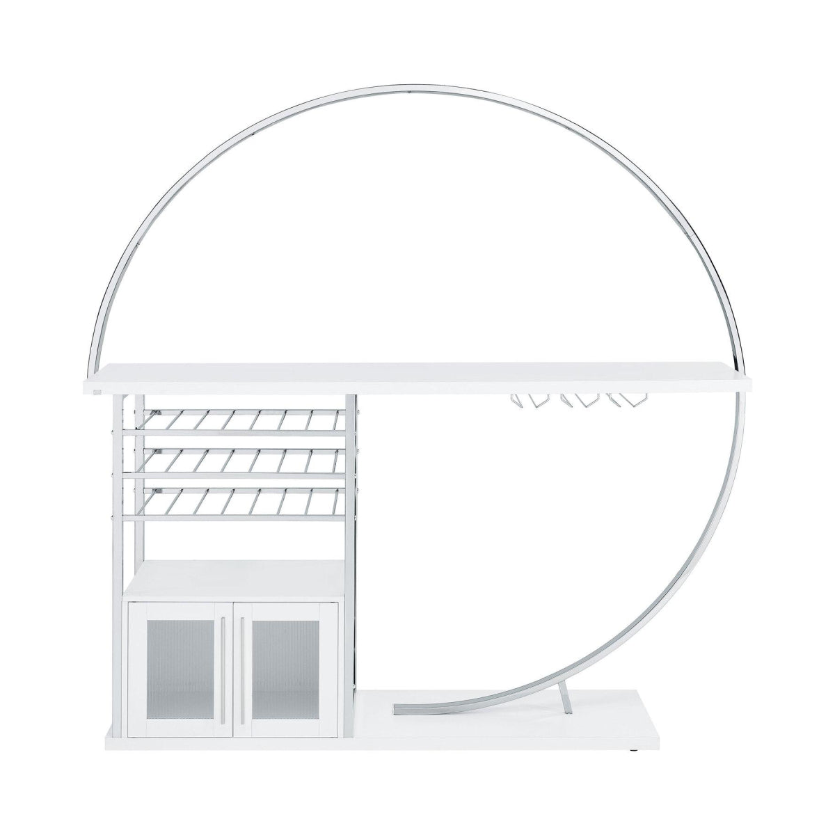 Risley 2-Door Circular LED Home Bar with Wine Storage by Coaster - White