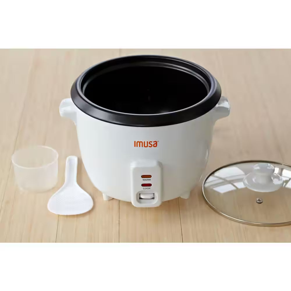Imusa GAU-00011 3-Cup Non-Stick Cooker with Cooking Pot - White