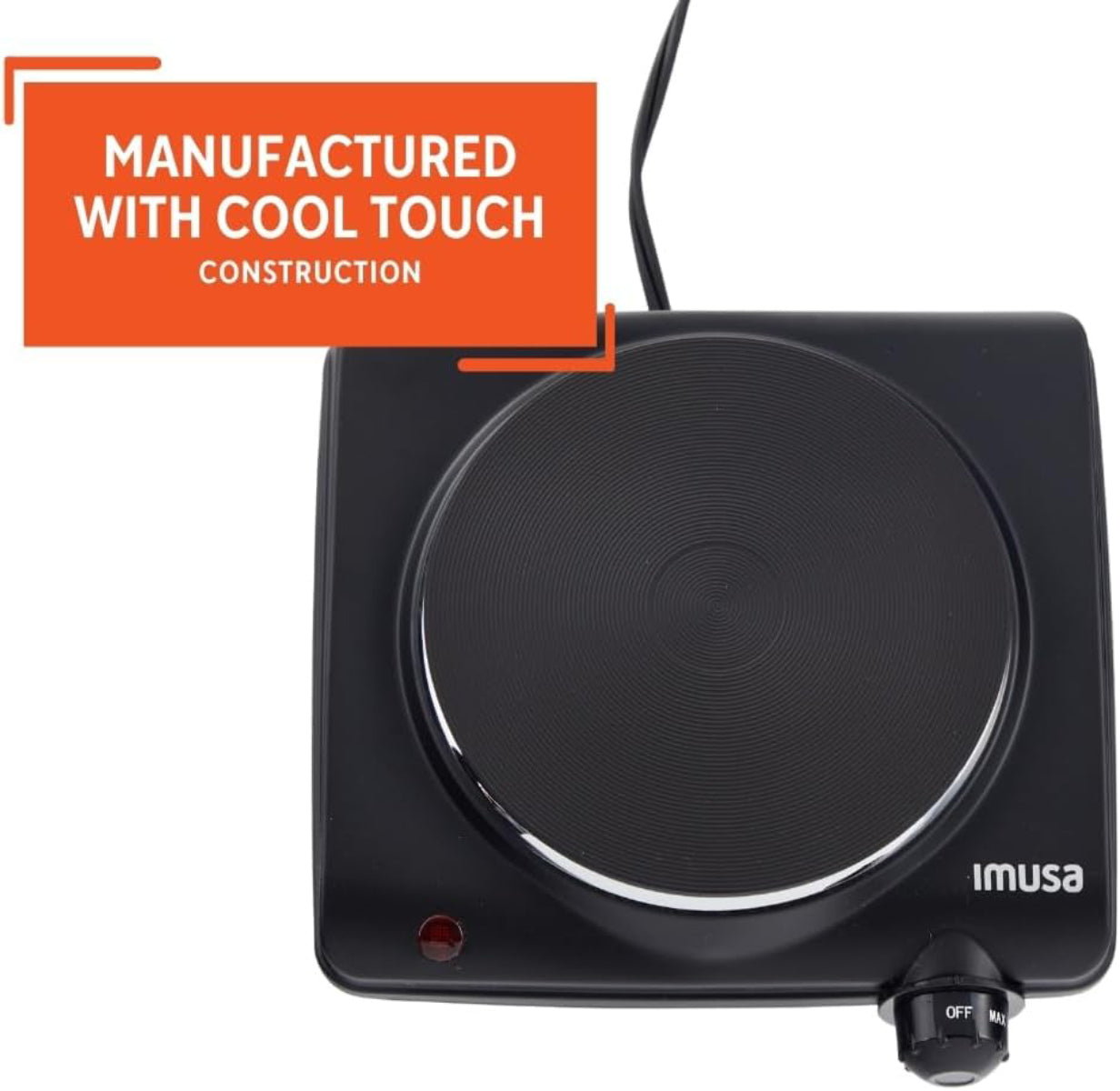 Imusa GAU/80315US Single Electric Hot Plate - Black