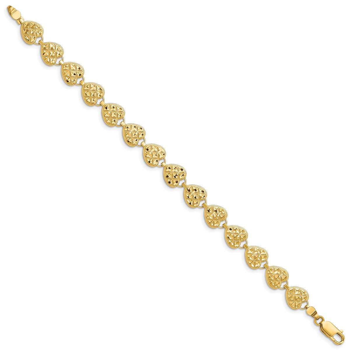 14K Women's 7.5" Hearts Bracelet in 14K Yellow Gold
