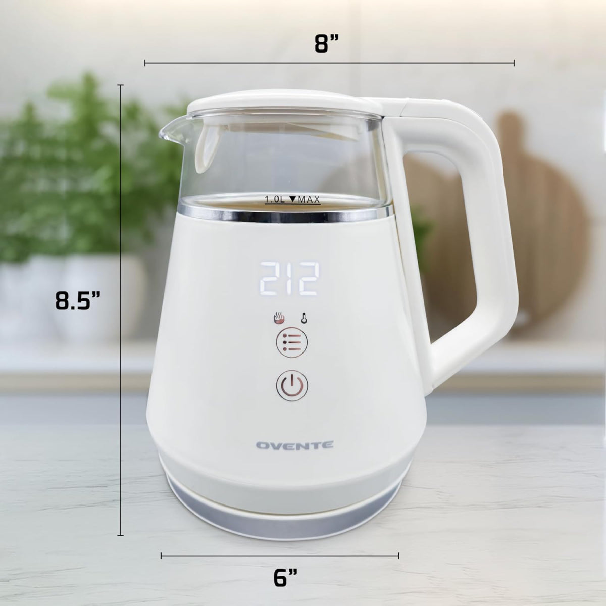 Ovente 1500W Electric Kettle with 5 Temperature Control Presets
