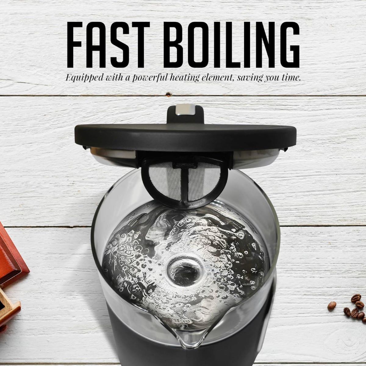 Ovente KD96B 1500W Electric Kettle with Digital Touchscreen - Black