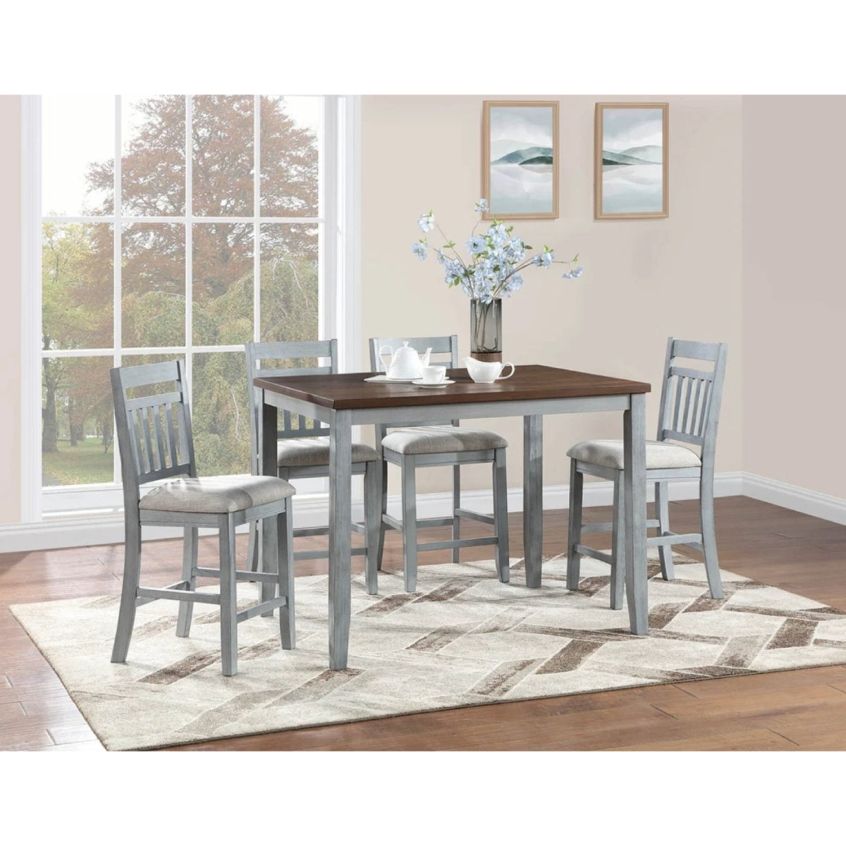 Riverdale Pub Dining Table with 4 Chairs - Gray