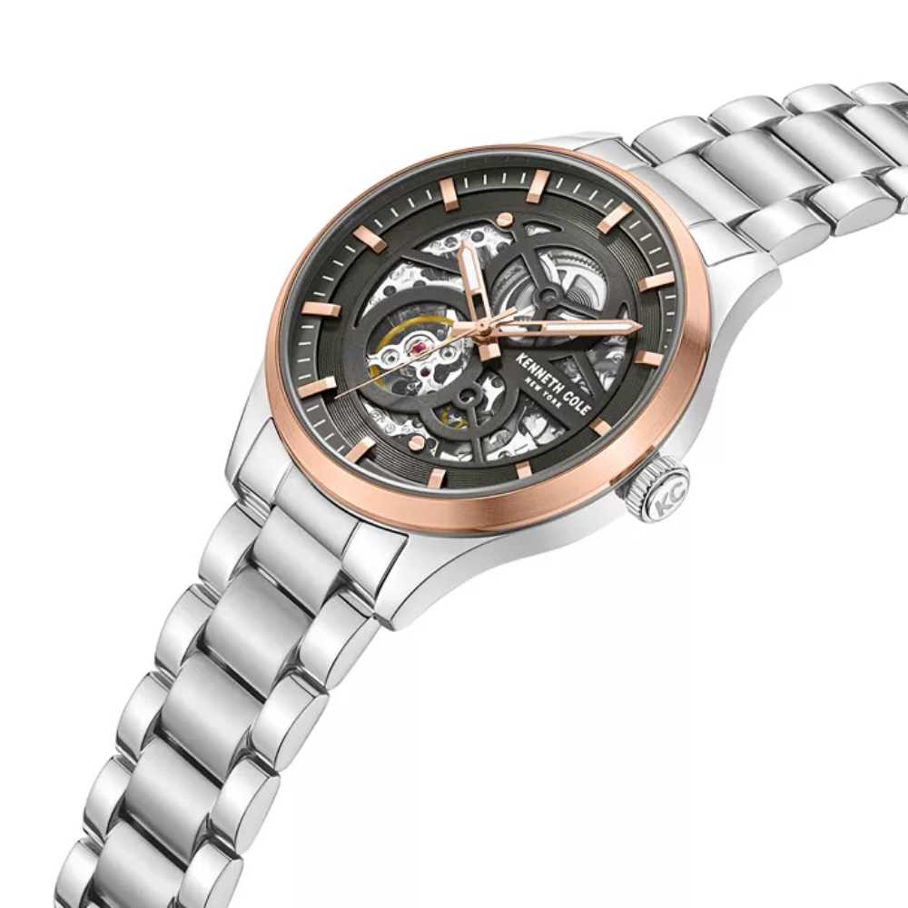 Kenneth Cole New York Automatic Men's 42mm Silver Bracelet Watch - Warm Gray Dial