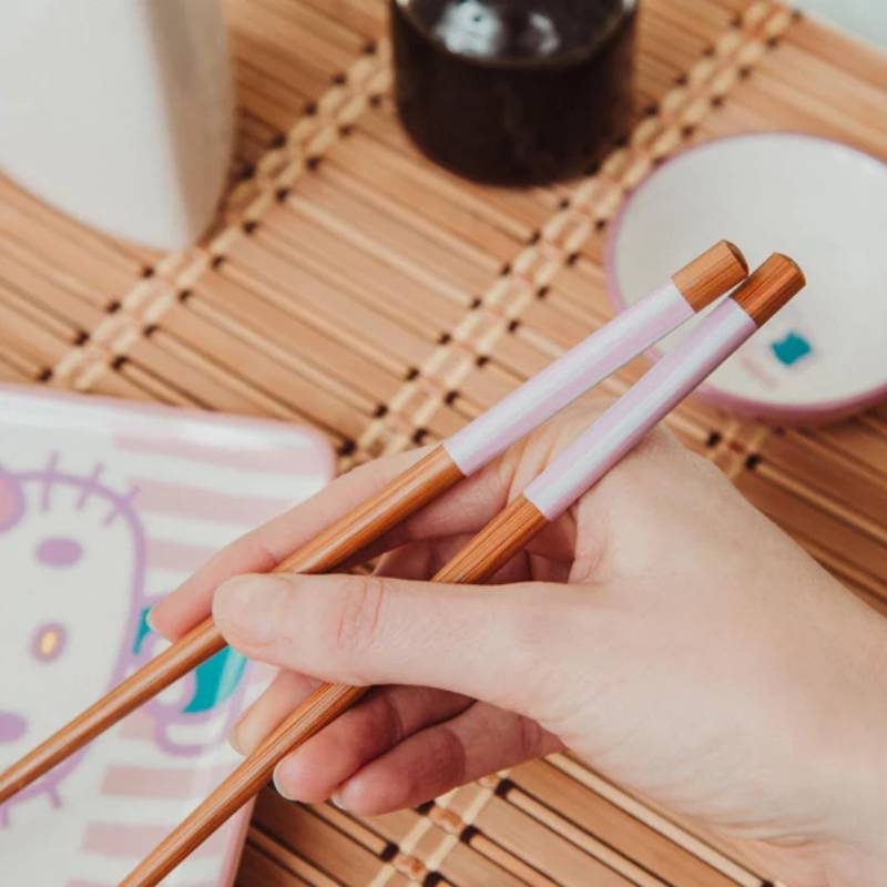 Sanrio Hello Kitty Pink Ceramic Sushi Set With Sauce Bowl and Chopsticks (3 Piece)
