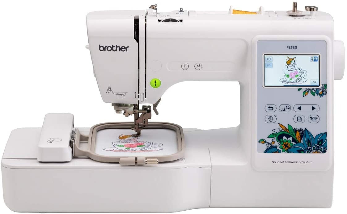 Brother PE535 Embroidery Machine, 80 Built-in Designs, 4" x 4" Hoop Area, Large 3.2" LCD Touchscreen, USB Port, 9 Font Styles