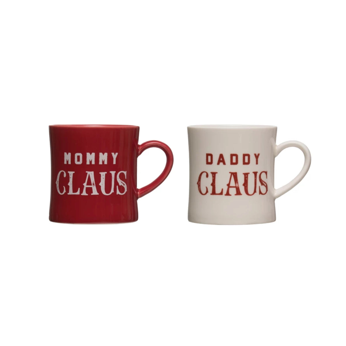 Creative Co-op 16 oz Mug (Set of 2) - Red/White