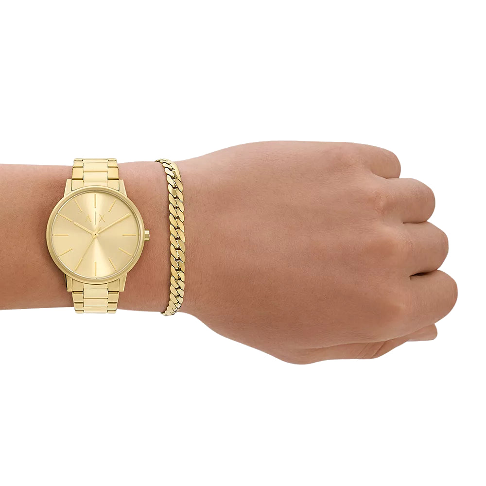 Armani Exchange Cayde Men's 42mm Watch with Bracelet - Gold-Tone