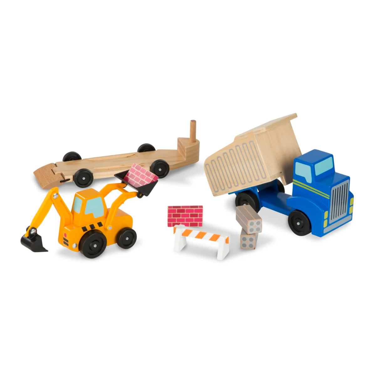 Melissa & Doug Classic Toy Dump Truck and Loader (8 Pieces)