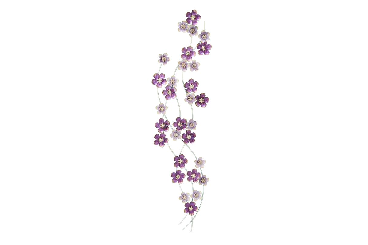 Iron Violet and Purple Flowers Wall Decor