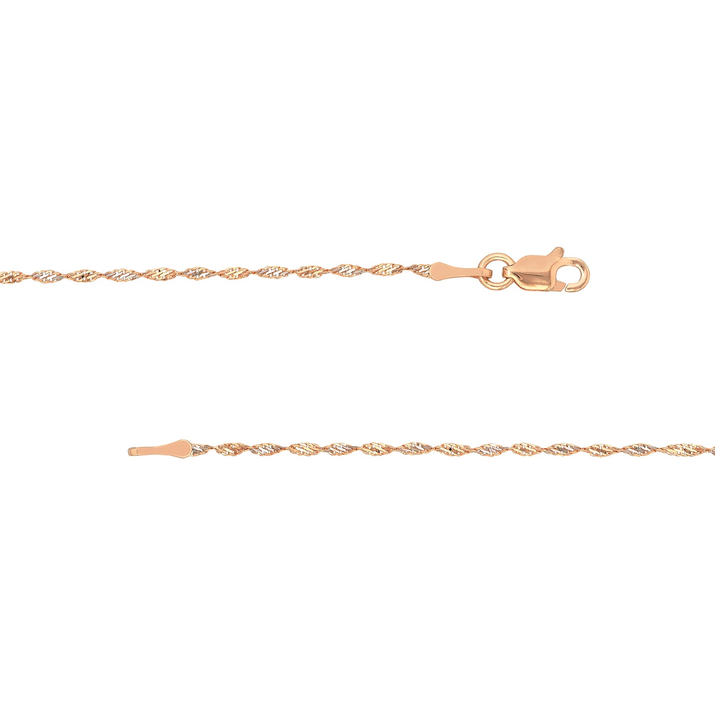 14K White and Pink Gold 1.35mm Twisted Dorica Chain