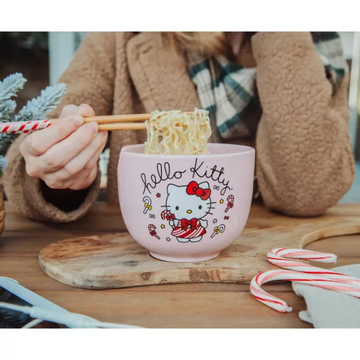 Sanrio Hello Kitty Holiday 20 oz Ceramic Ramen Bowl and Chopstick Set