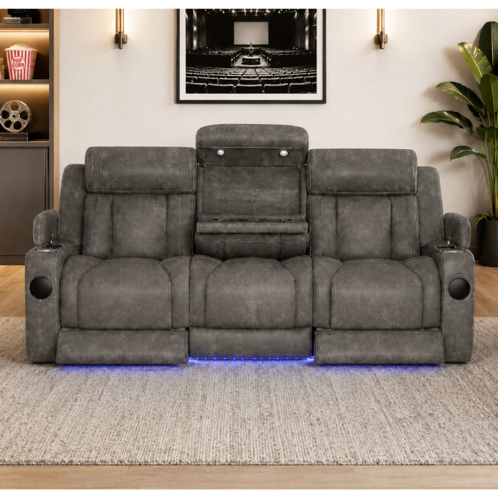 Dubai Power Recliner Sofa by Elements - Gray