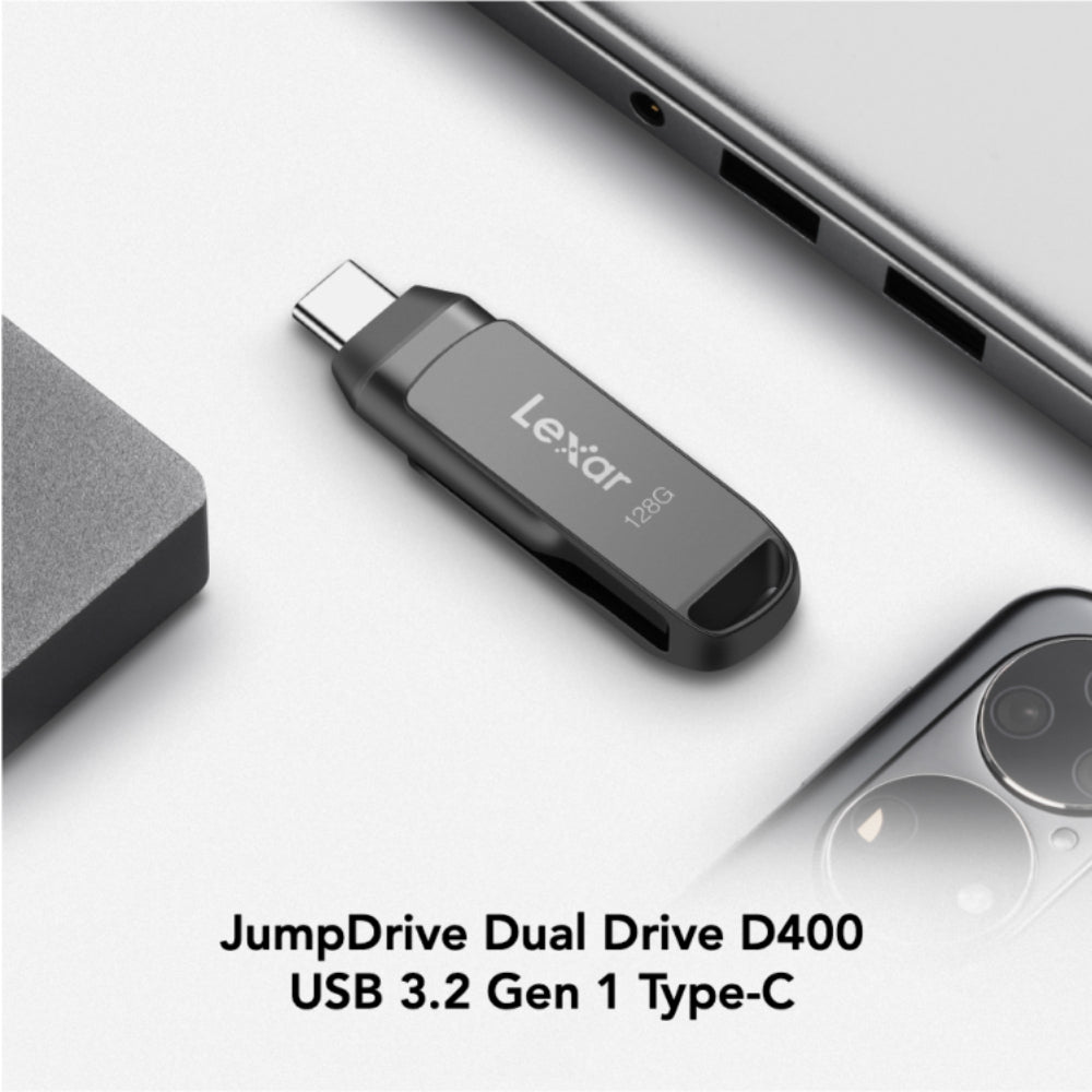 Lexar LJDD400 128GB JumpDrive D400 USB 3.2 Gen 1 Type-C Dual Drive - Gray