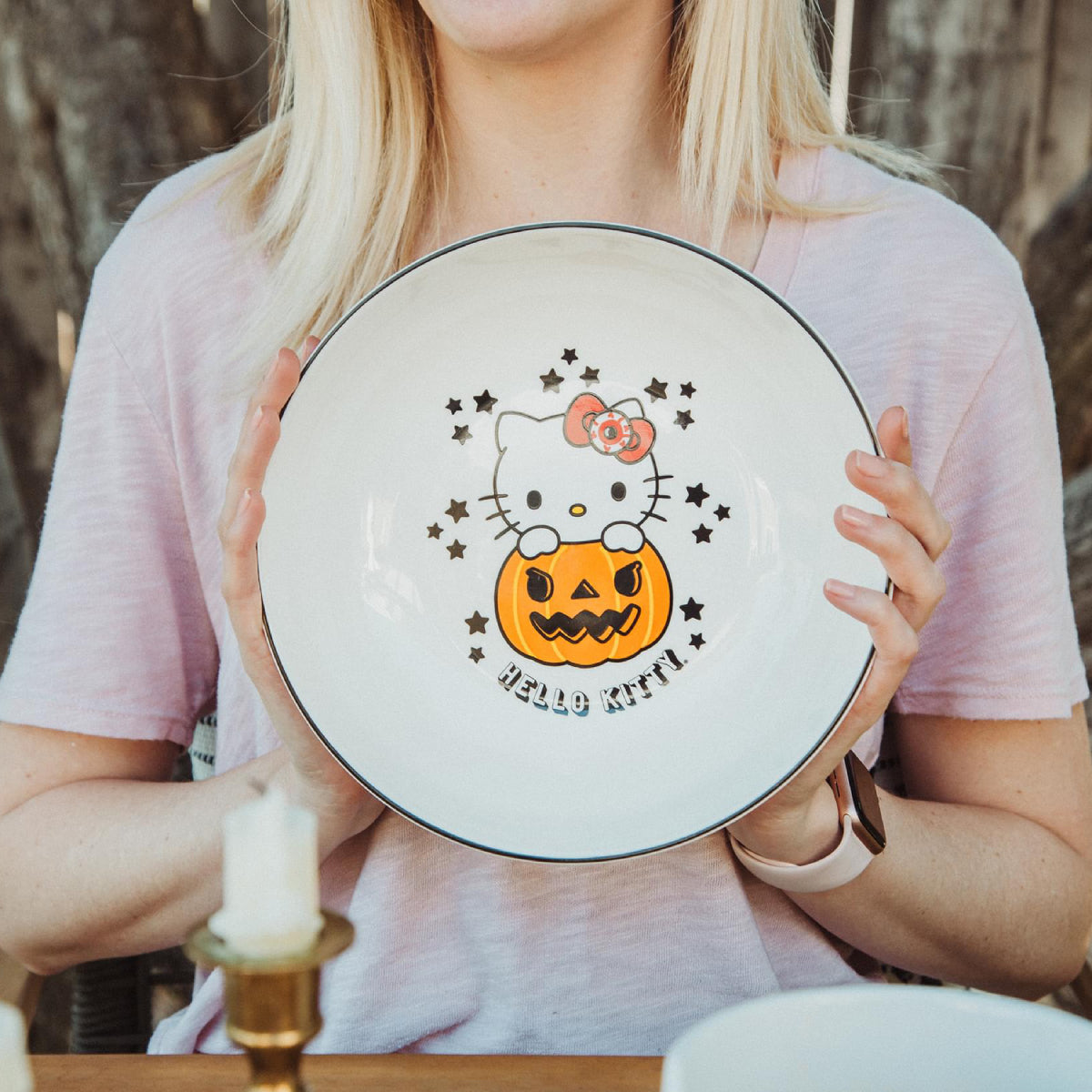 Sanrio Hello Kitty Pumpkin Boo 9" Ceramic Coupe Dinner Bowl - White