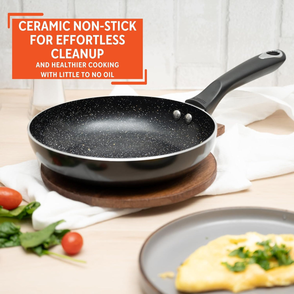 Imusa GAU/24030 Bistro 8" Nonstick Fry Pan with Bakelite Handle - Black