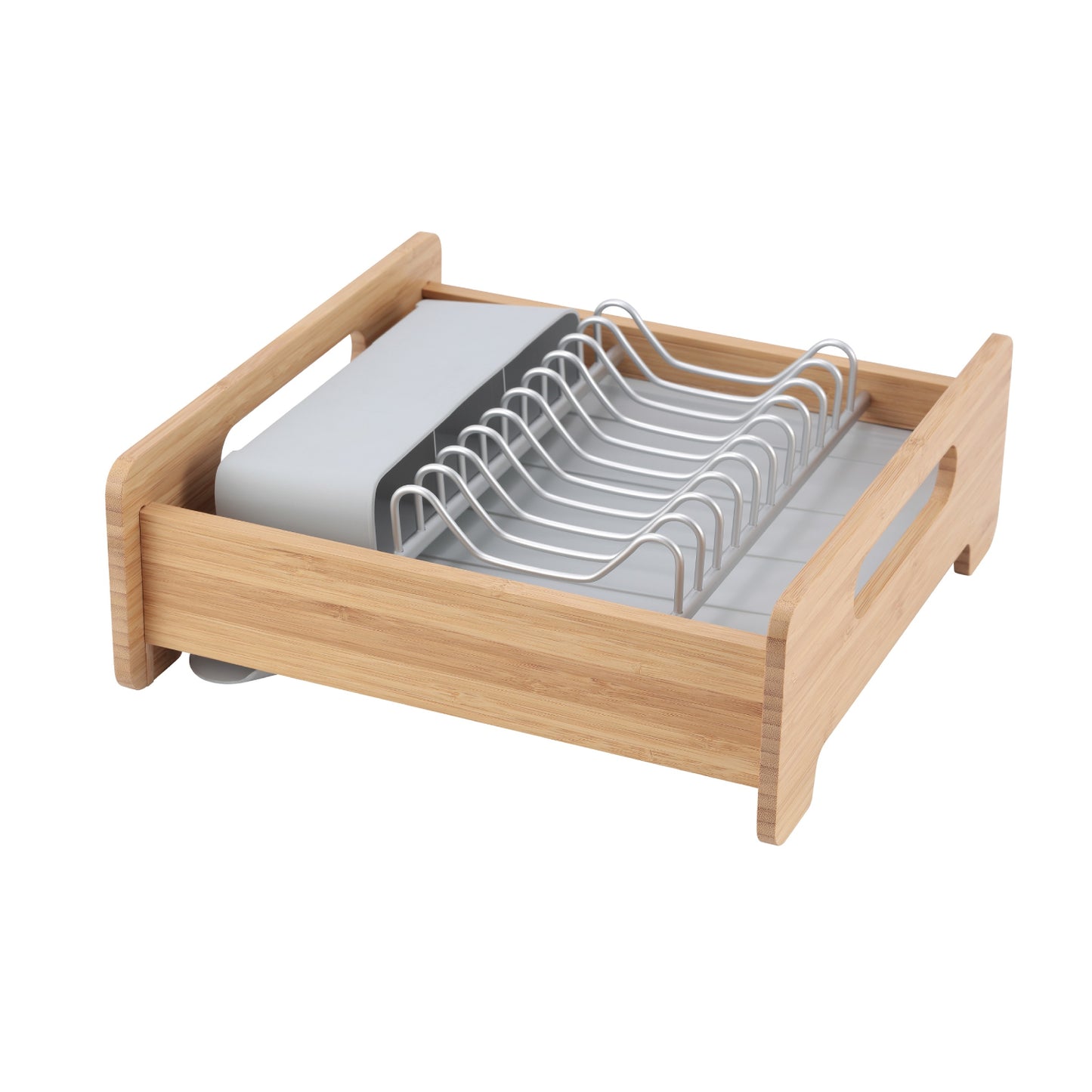 Appliance Basics 016F Expandable Aluminum Dish Rack with Bamboo Frame