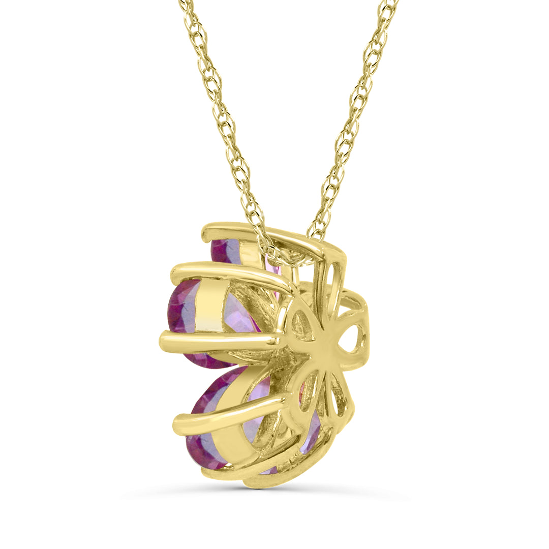 10K Yellow Gold Flower Ruby Necklace