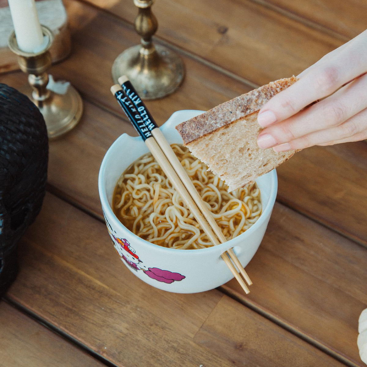Sanrio Hello Kitty Witch 20 oz Ceramic Ramen Bowl and Chopstick Set
