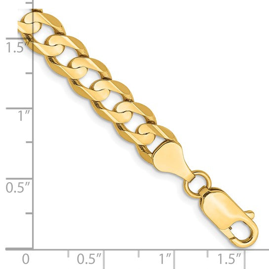 14K Yellow Gold Unisex 8" Open Concave Curb Bracelet