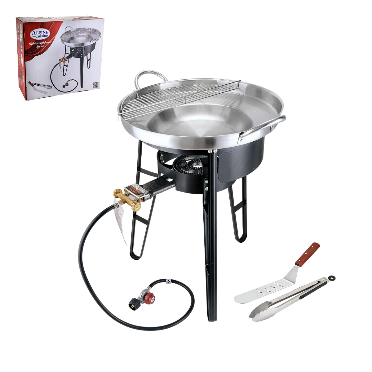 Alpine Cuisine AI26360 High Pressure Burner (5-Piece) - Silver/Black - Curacao