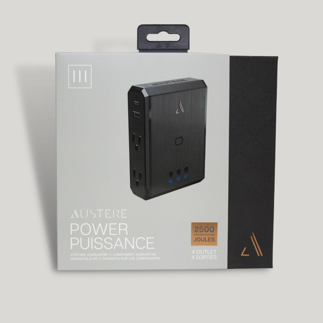 Toma de corriente Austere 3SPS4US1 III Serie 4 con puerto USB omnidireccional, color negro
