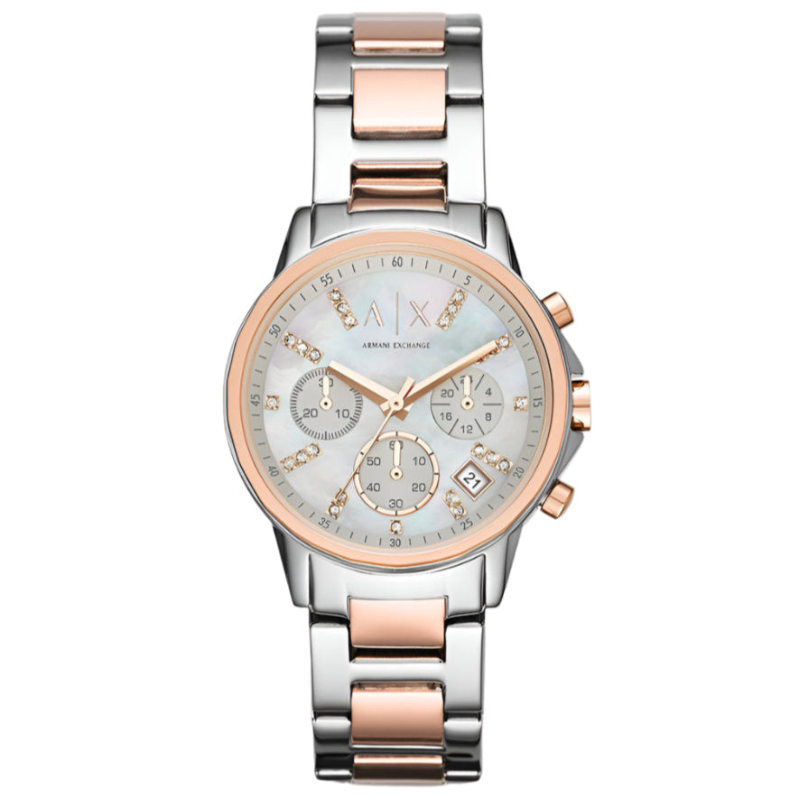 Armani Exchange Two Tone Chronograph 36mm Women's Watch, Silver