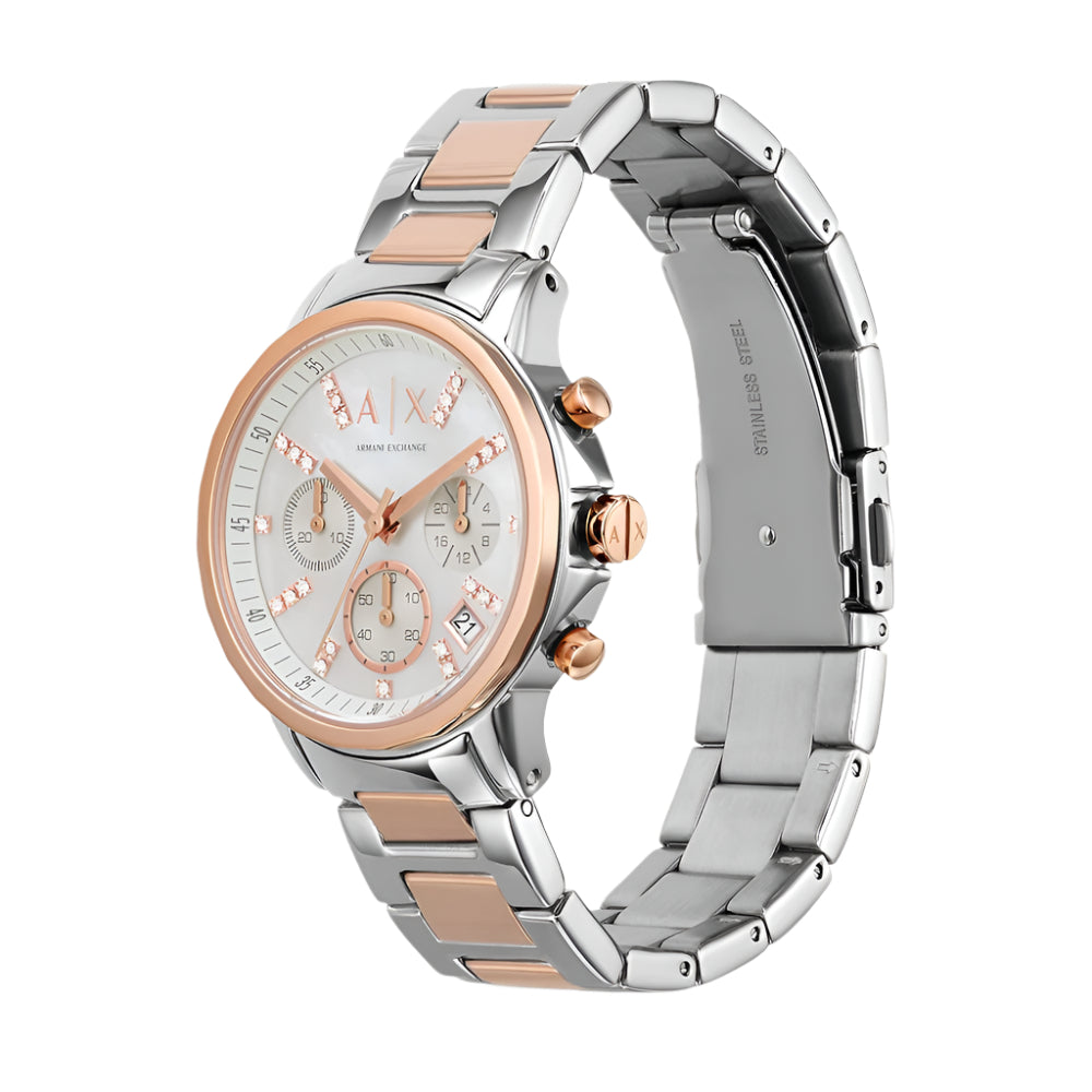 Armani Exchange Two Tone Chronograph 36mm Women's Watch, Silver