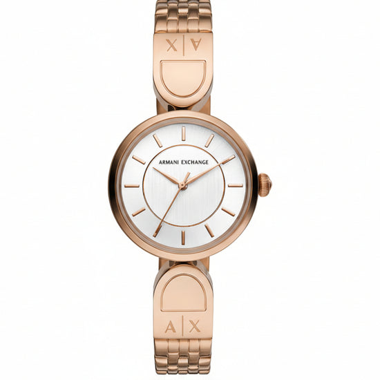 Armani Exchange Brooke Women's 32mm Quartz Rose Gold Bracelet Watch - White Dial - Curacao