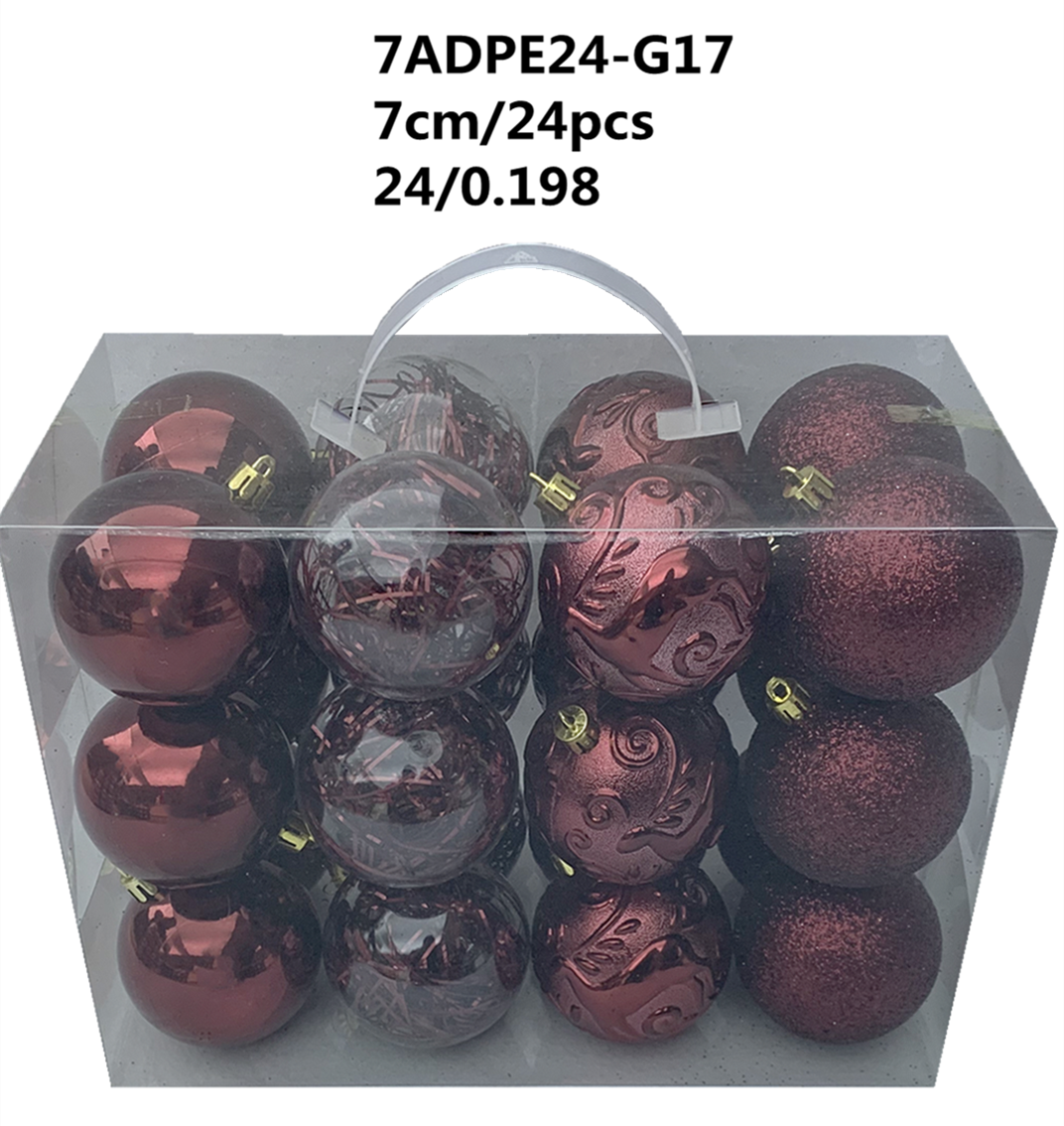 Gansu 2.7" Christmas Balls Ornaments (24-Pieces) - Red