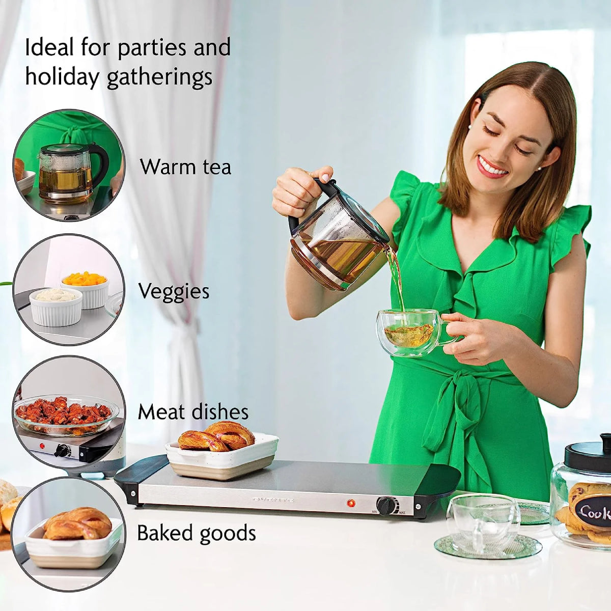 Ovente FW170S Electric Warming Tray - Silver