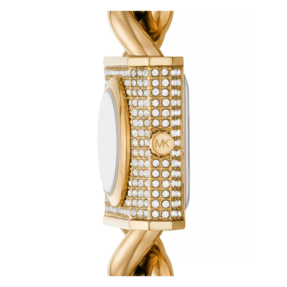 Michael Kors Mini Lock Pave Women's 25mm Chain Watch - Gold-Tone