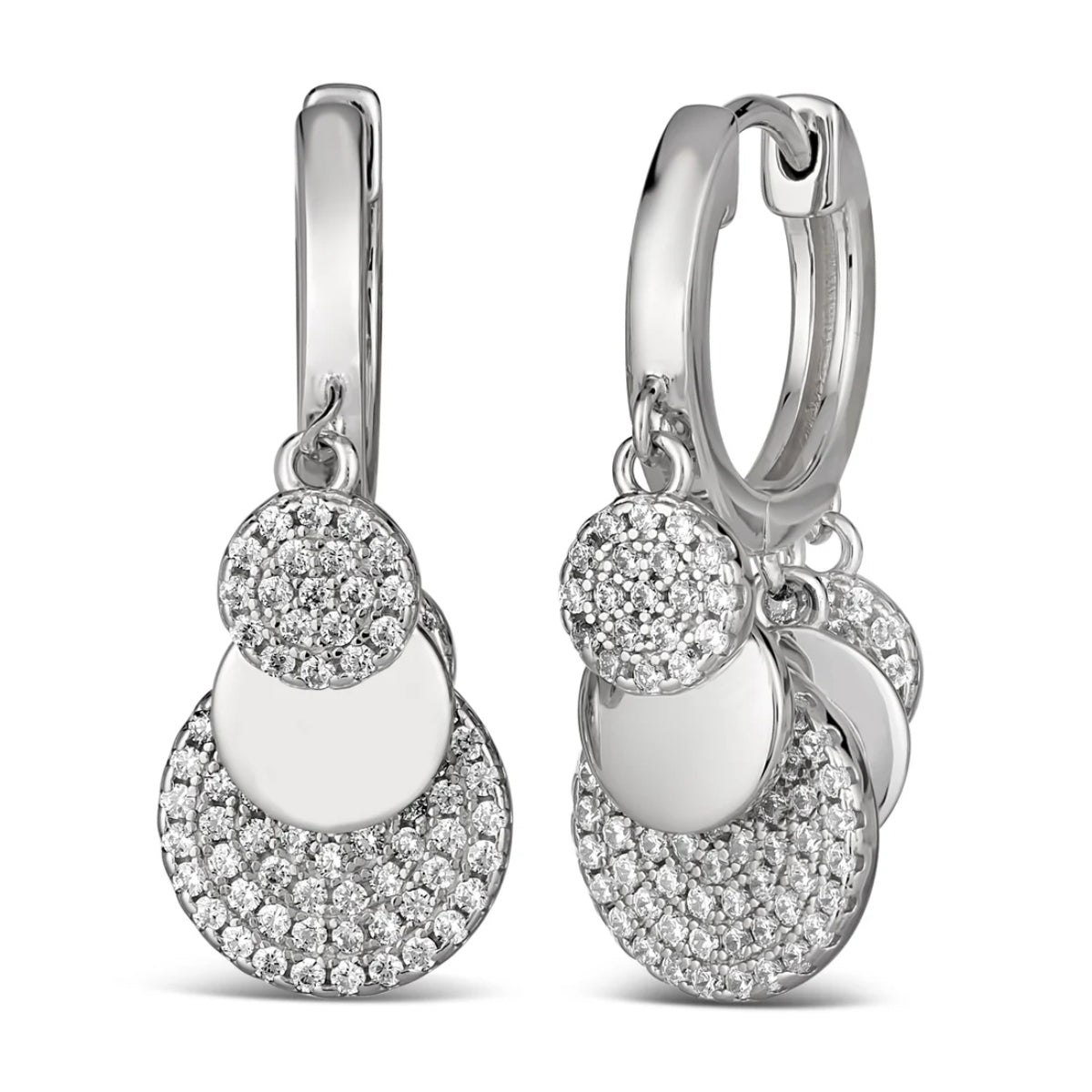 Anna Zukerman Olivia 90 Women's 0.75 ct. Diamond Crystalline Petite Pave Huggie Earrings in Platinum-Plating over 925 Sterling Silver