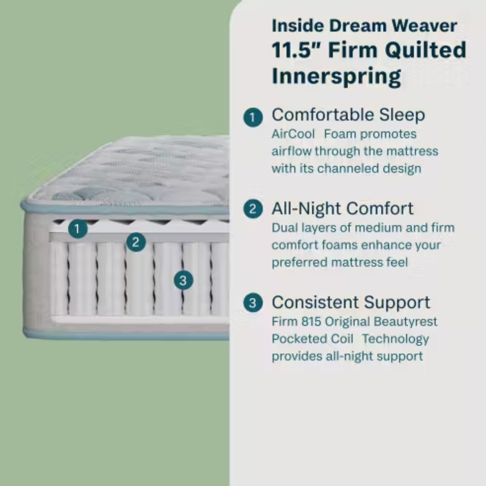 Beautyrest 11.5" Dream Weaver Firm Twin XL Mattress - Gray