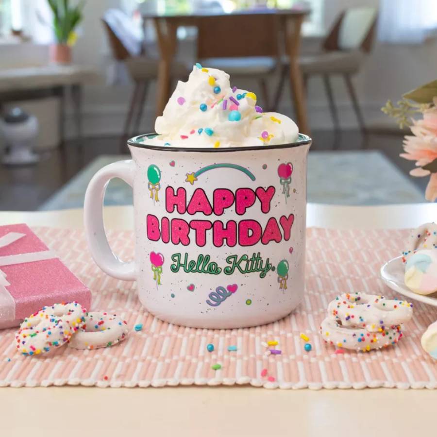 Sanrio Hello Kitty "Happy Birthday" 20 oz Ceramic Camper Mug - Multicolor