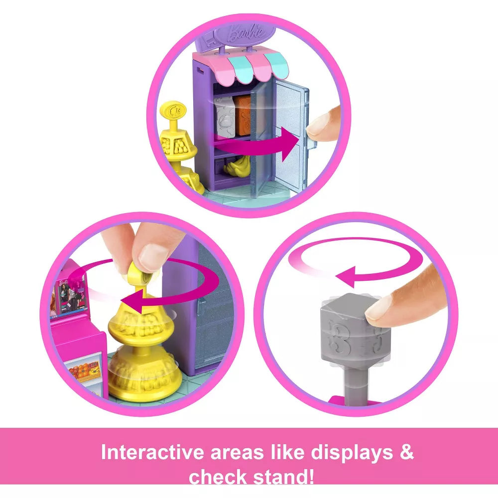 Barbie Mini Barbieland Collectible Supermarket Playset with 1.5" Barbie Doll