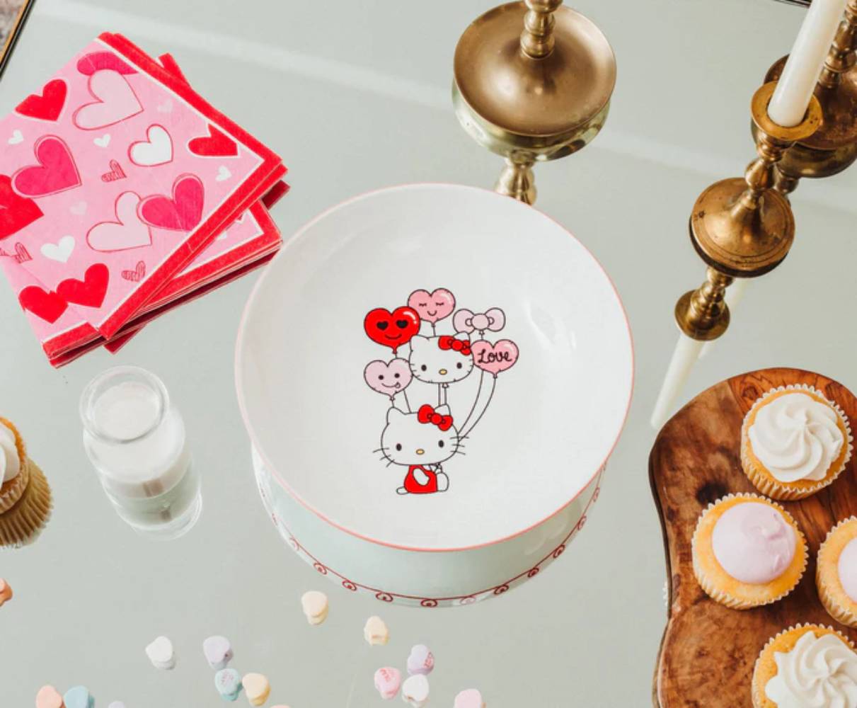 Sanrio Hello Kitty Balloons 9" Ceramic Coupe Dinner Bowl - Pink