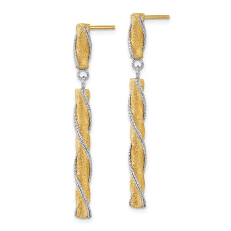 14K Leslie's Women's Diamond-Cut Drop and Dangle Earrings in Rhodium Plating-over 14K Two-Tone Gold