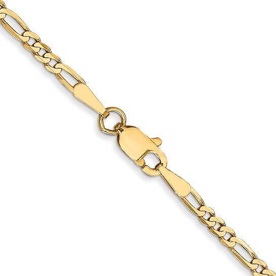 14K Yellow Gold20 inch 2.25mm Flat Figaro with Lobster Clasp Chain