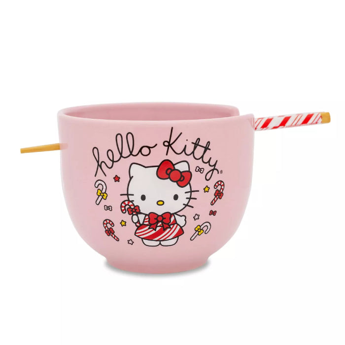 Sanrio Hello Kitty Holiday 20 oz Ceramic Ramen Bowl and Chopstick Set