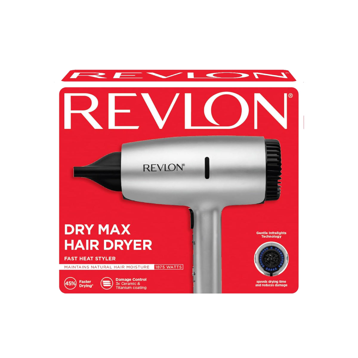 Revlon RVDR5336N1 Dry Max Hair Dryer with Diffuser - Silver/Black