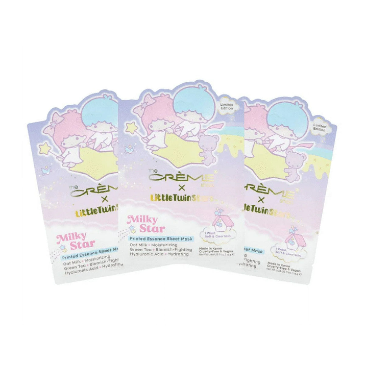 The Crème Shop x Little Twin Stars Milky Star Printed Essence (Set -3 Pieces) Sheet Mask