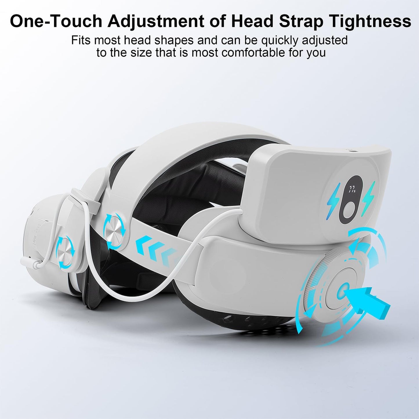 eco4life SonicGrace 5300mAh Battery Pack Head Strap Compatible with Quest 2 Accessories