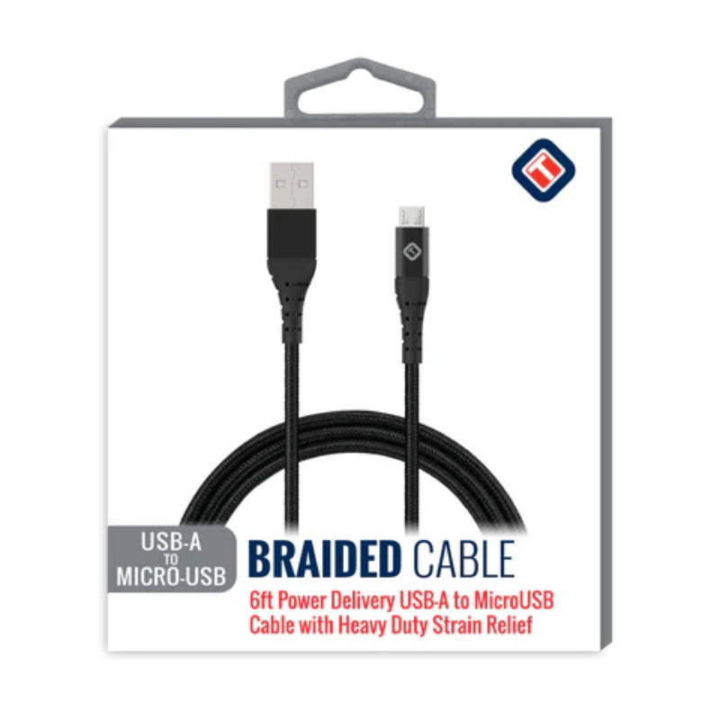 Tekya 6 ft USB-A to Micro USB Braided Cable - Black