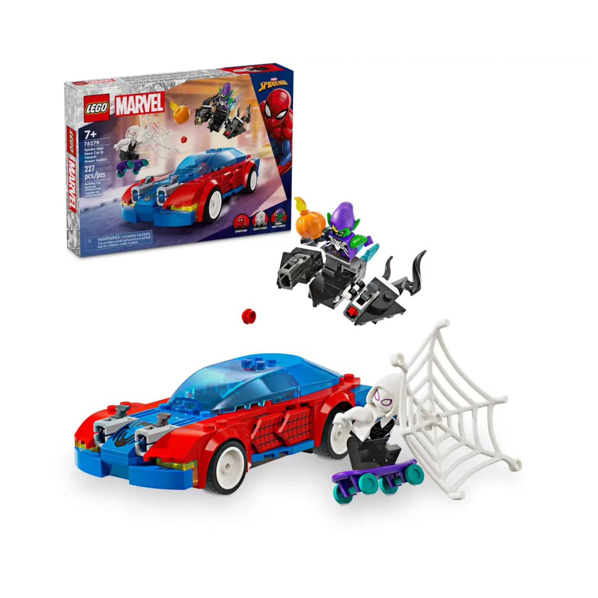 LEGO Marvel Spider-Man Race Car & Venom Green Goblin Building Toy Set (227-Pieces)