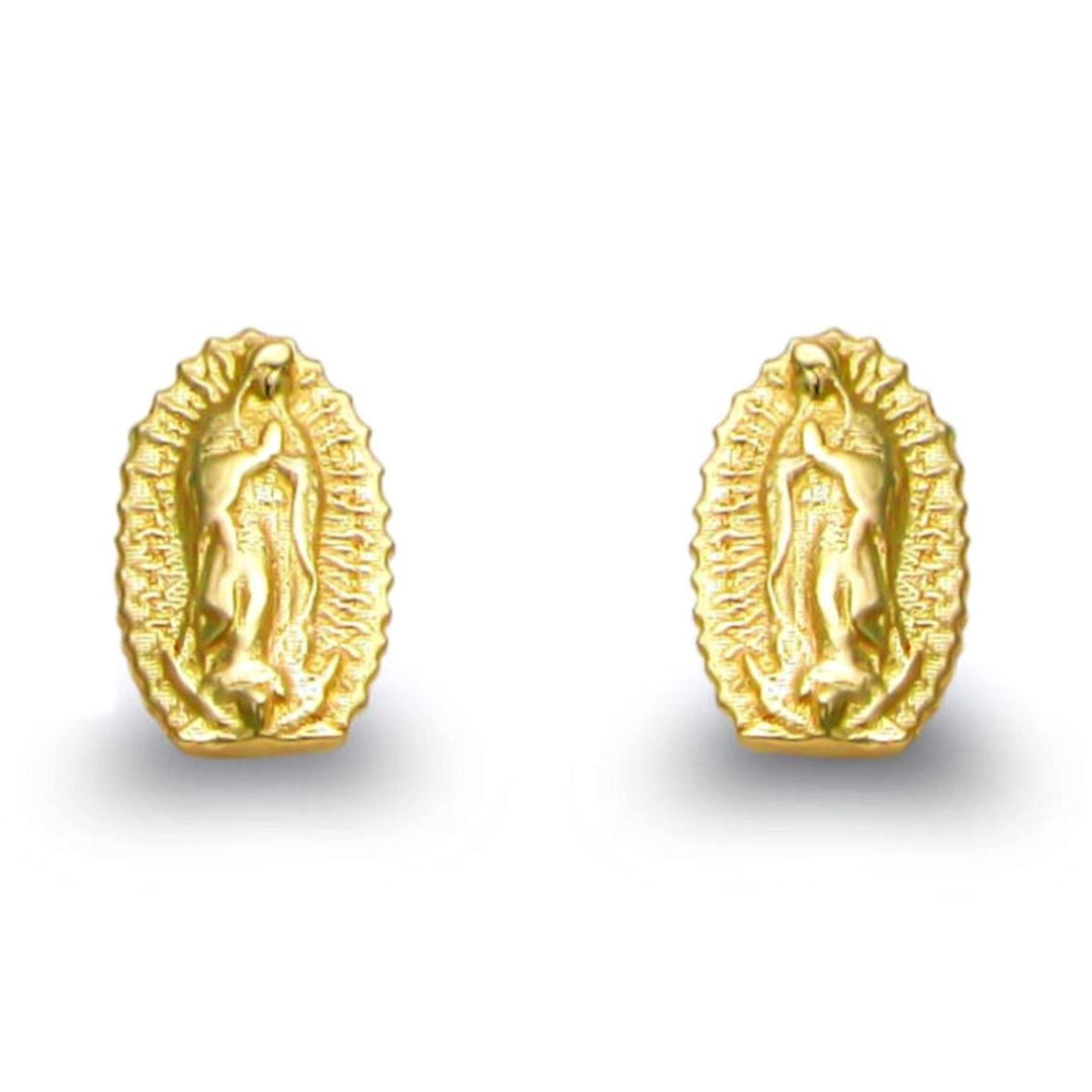 14k Lady of Guadalupe Virgin Mary Earrings in Yellow Gold