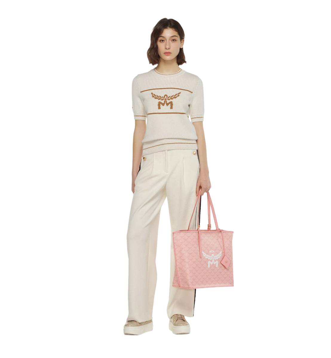 MCM Lauretos Medium Himmel Shopper - Silver Pink