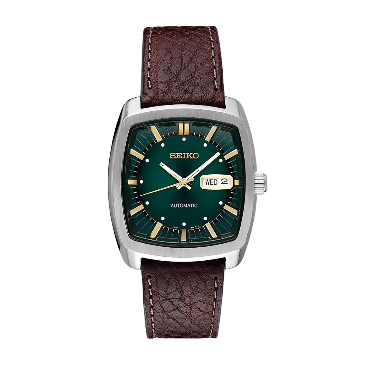 Seiko Recraft Series Men's 39.5mm Brown Strap Watch - Green Dial